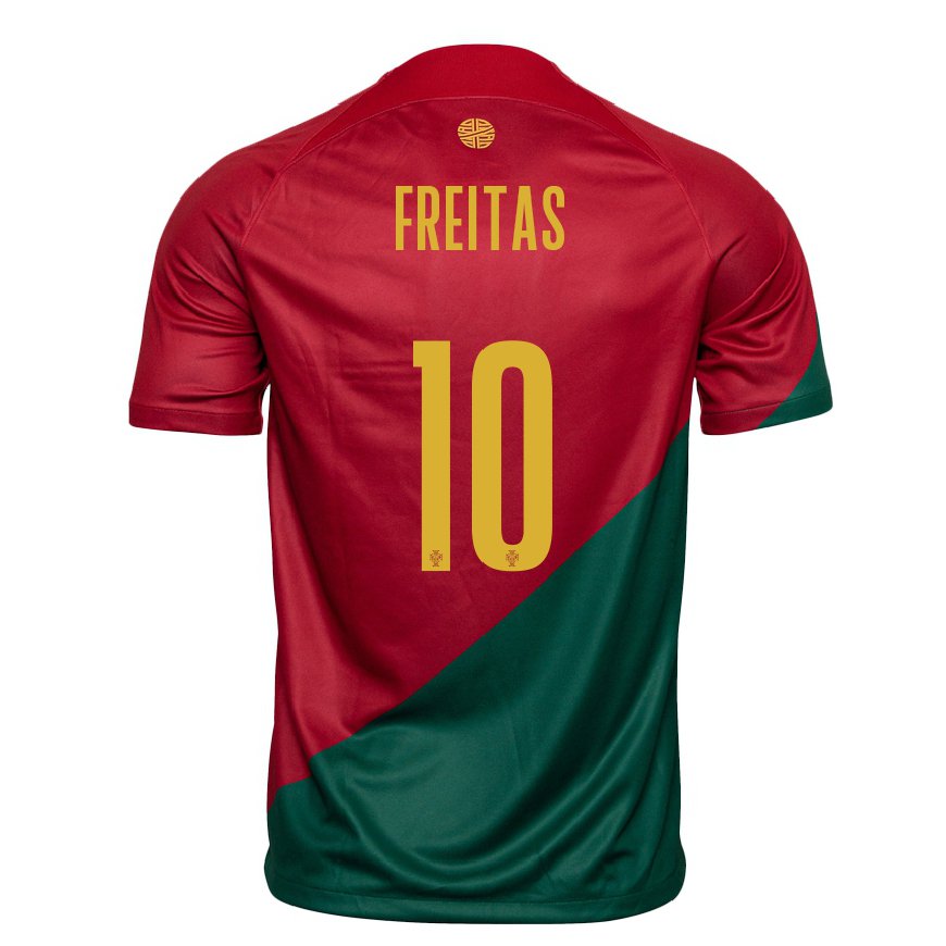 Kandiny Deti Portugalské Tiago Freitas #10 Červená Zelená Dresy Hazai Csapatmez 22-24 Triĭká