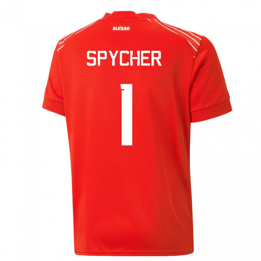 Kandiny Deti Švajčiarske Tim Spycher #1 Červená Dresy Hazai Csapatmez 22-24 Triĭká