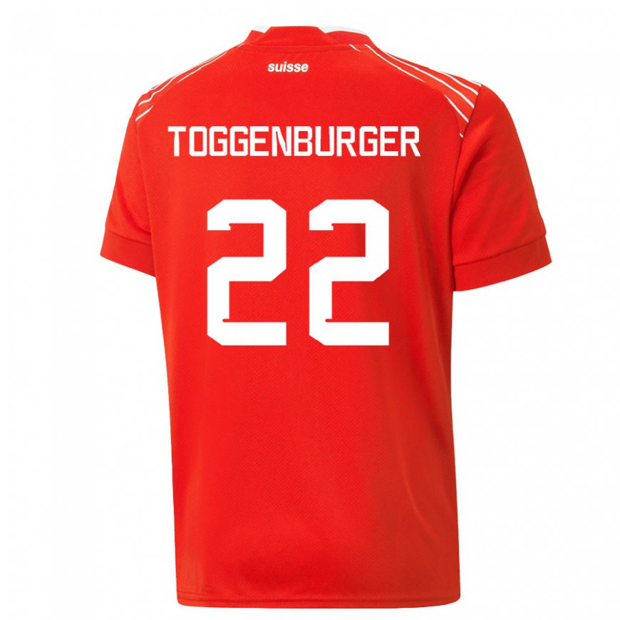 Kandiny Deti Švajčiarske Nando Toggenburger #22 Červená Dresy Hazai Csapatmez 22-24 Triĭká