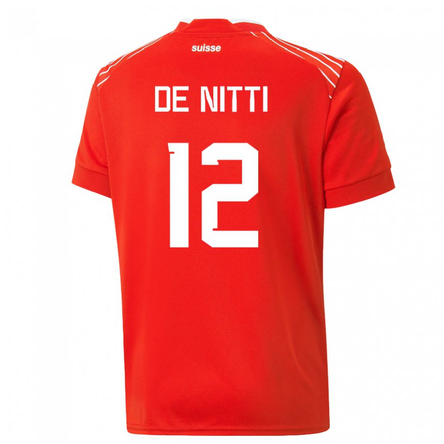 Kandiny Deti Švajčiarske Gianni De Nitti #12 Červená Dresy Hazai Csapatmez 22-24 Triĭká