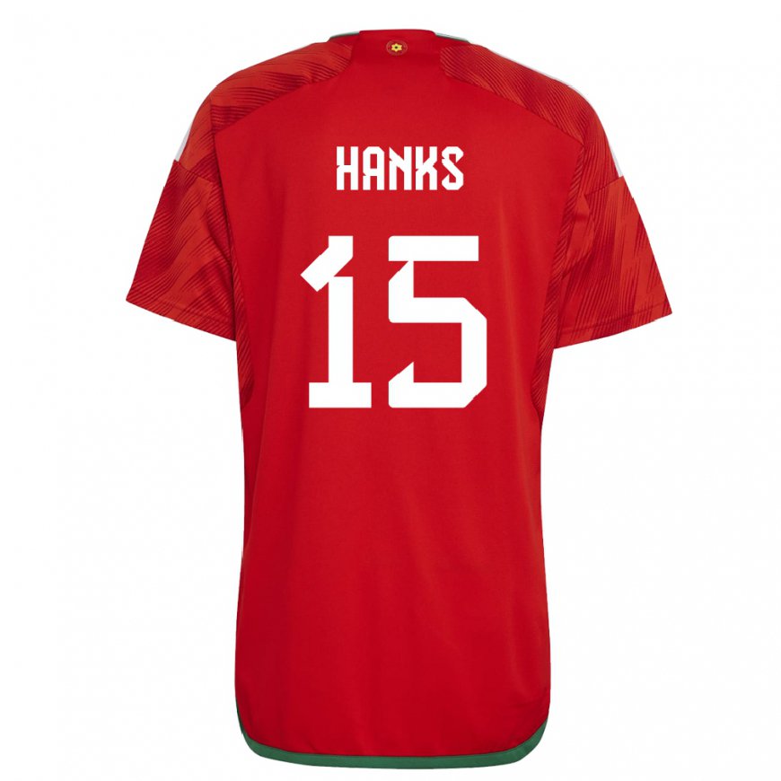 Kandiny Deti Waleské Justin Hanks #15 Červená Dresy Hazai Csapatmez 22-24 Triĭká