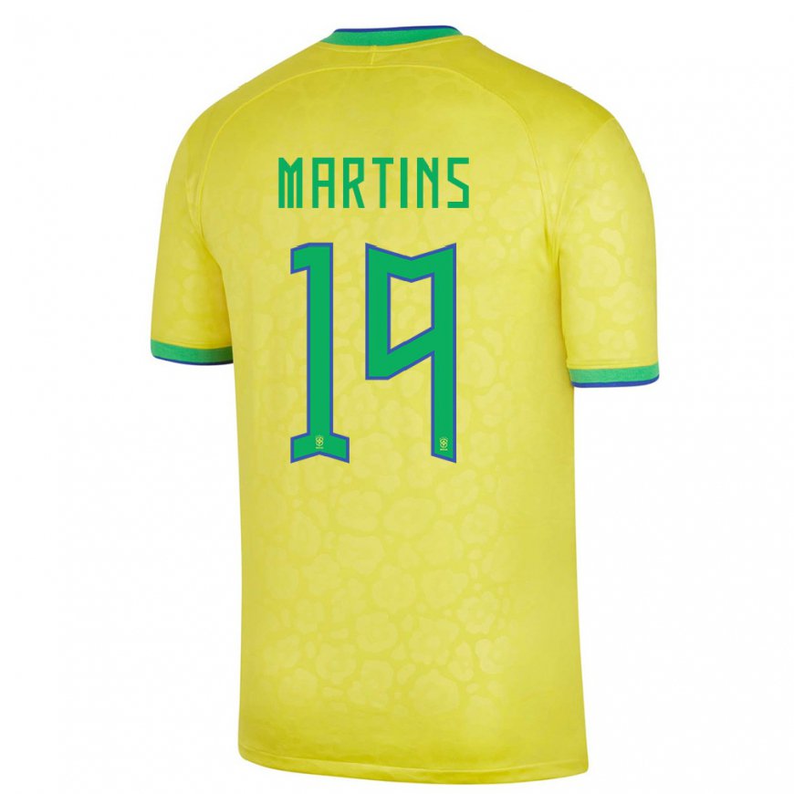 Kandiny Deti Brazílske Matheus Martins #19 žltá Dresy Hazai Csapatmez 22-24 Triĭká