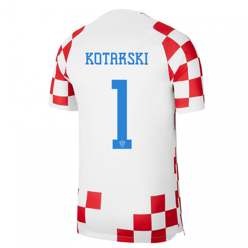 Kandiny Deti Chorvátske Dominik Kotarski #1 Červená Biela Dresy Hazai Csapatmez 22-24 Triĭká