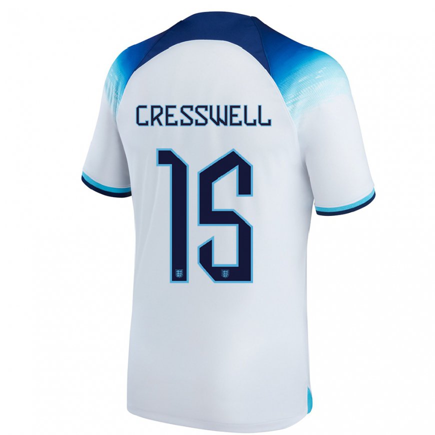 Kandiny Deti Anglické Charlie Cresswell #15 Biela Modrá Dresy Hazai Csapatmez 22-24 Triĭká