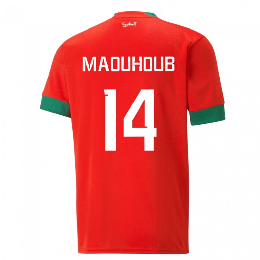 Kandiny Deti Marocké El Mehdi Maouhoub #14 Červená Dresy Hazai Csapatmez 22-24 Triĭká