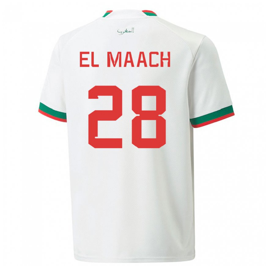 Kandiny Deti Marocké Fouad El Maach #28 Biely Dresy Idegenbeli Csapatmez 22-24 Triĭká