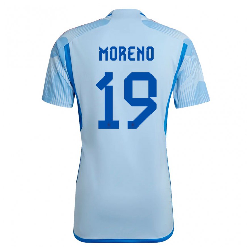 Kandiny Deti Španielske Victor Moreno #19 Sky Modrá Dresy Idegenbeli Csapatmez 22-24 Triĭká