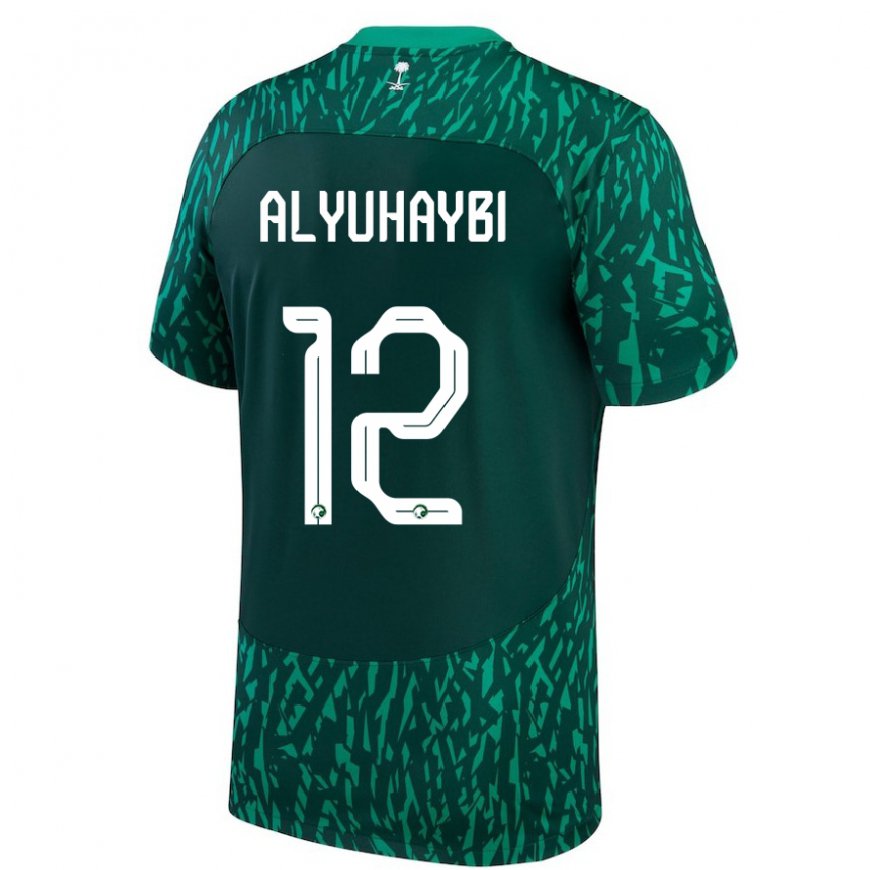 Kandiny Deti Saudskoarabské Ammar Alyuhaybi #12 Dark Zelená Dresy Idegenbeli Csapatmez 22-24 Triĭká