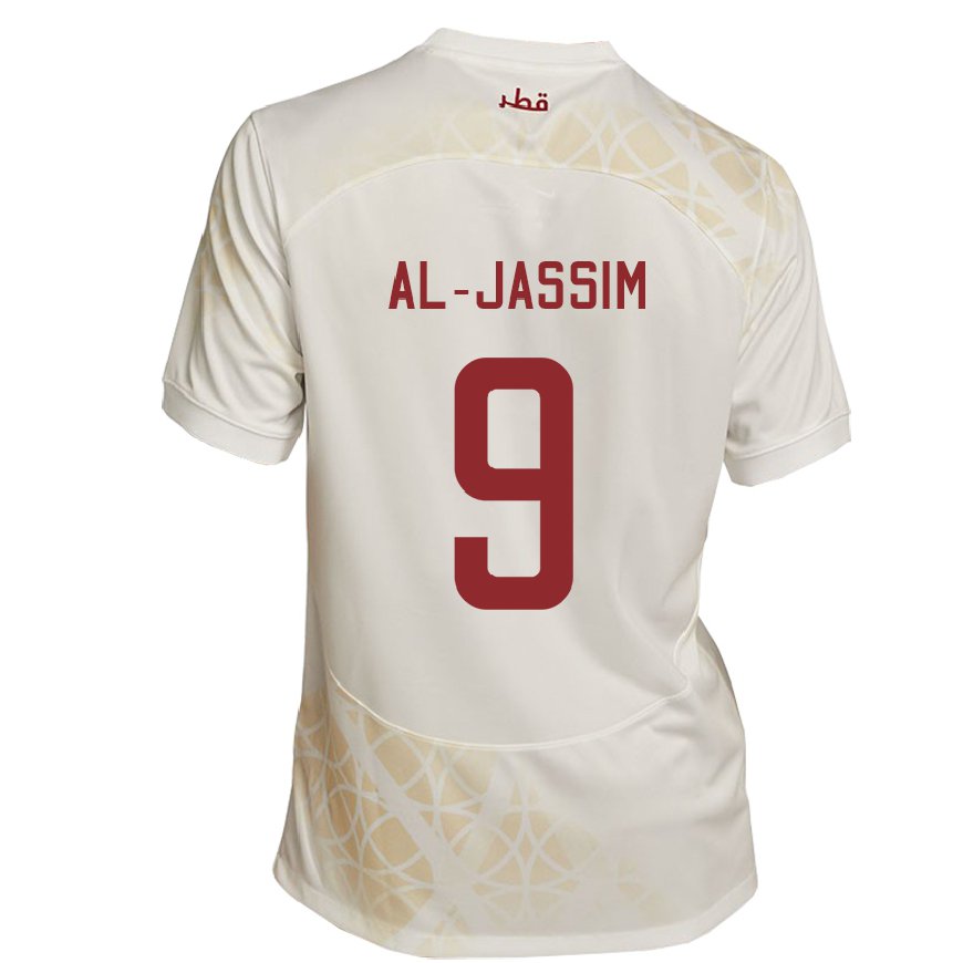 Kandiny Deti Katarské Kholoud Al Jassim #9 Zlato Béžová Dresy Idegenbeli Csapatmez 22-24 Triĭká