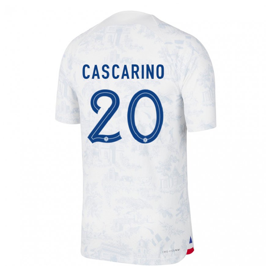 Kandiny Deti Francúzske Delphine Cascarino #20 Biela Modrá Dresy Idegenbeli Csapatmez 22-24 Triĭká