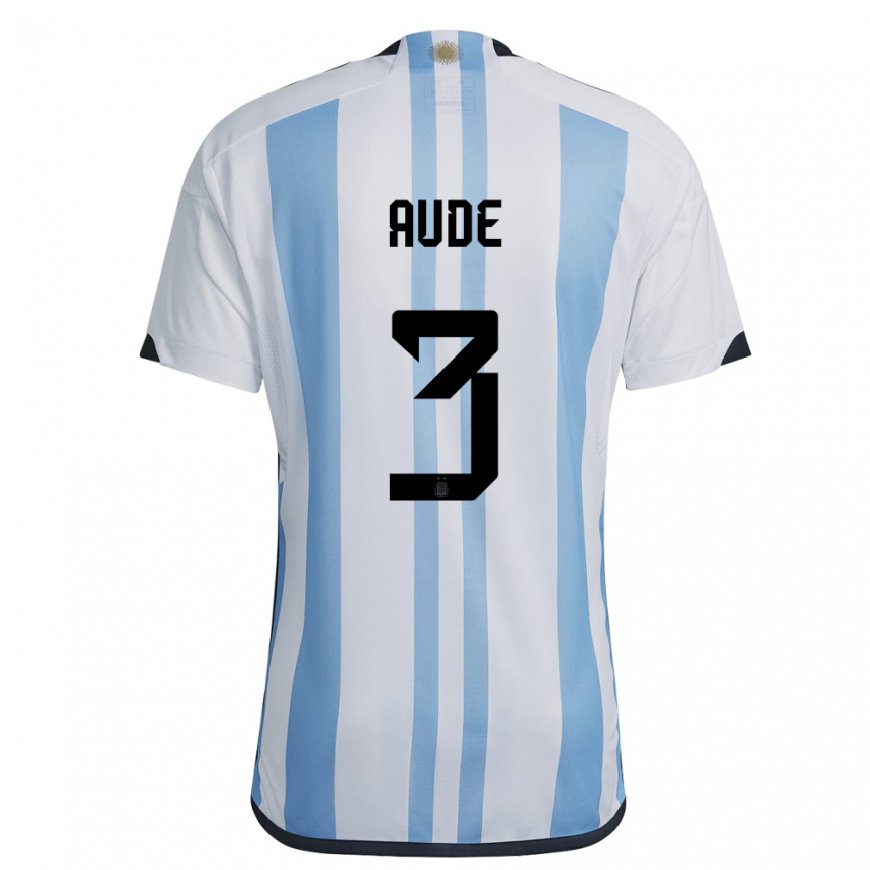 Kandiny Muži Argentínske Julian Aude #3 Biela Nebeská Modrá Dresy Hazai Csapatmez 22-24 Triĭká