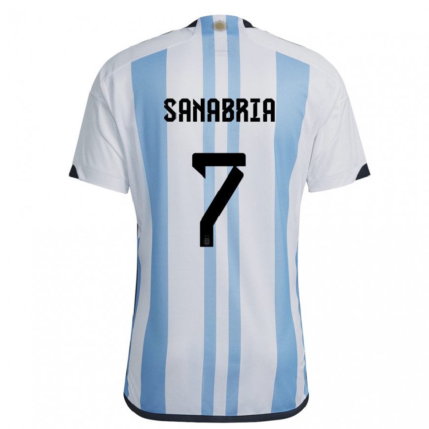 Kandiny Muži Argentínske Mateo Sanabria #7 Biela Nebeská Modrá Dresy Hazai Csapatmez 22-24 Triĭká