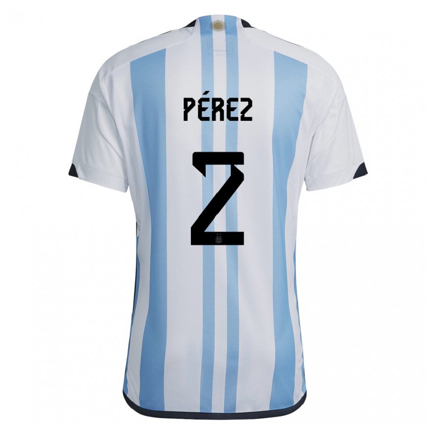 Kandiny Muži Argentínske Nehuen Perez #2 Biela Nebeská Modrá Dresy Hazai Csapatmez 22-24 Triĭká