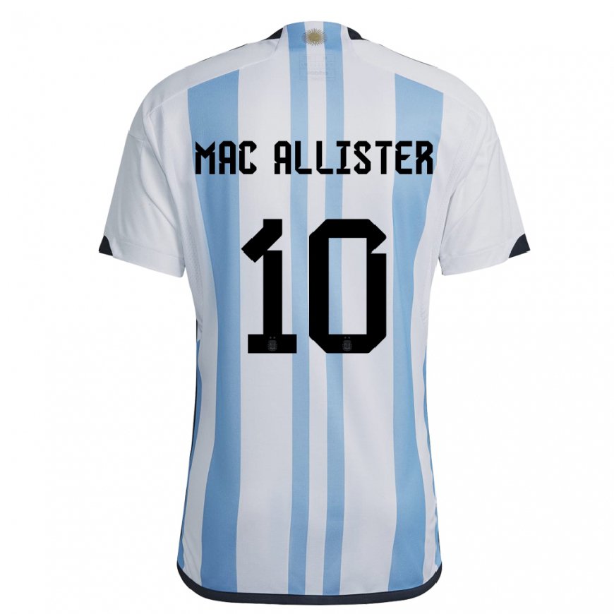 Kandiny Muži Argentínske Alexis Mac Allister #10 Biela Nebeská Modrá Dresy Hazai Csapatmez 22-24 Triĭká
