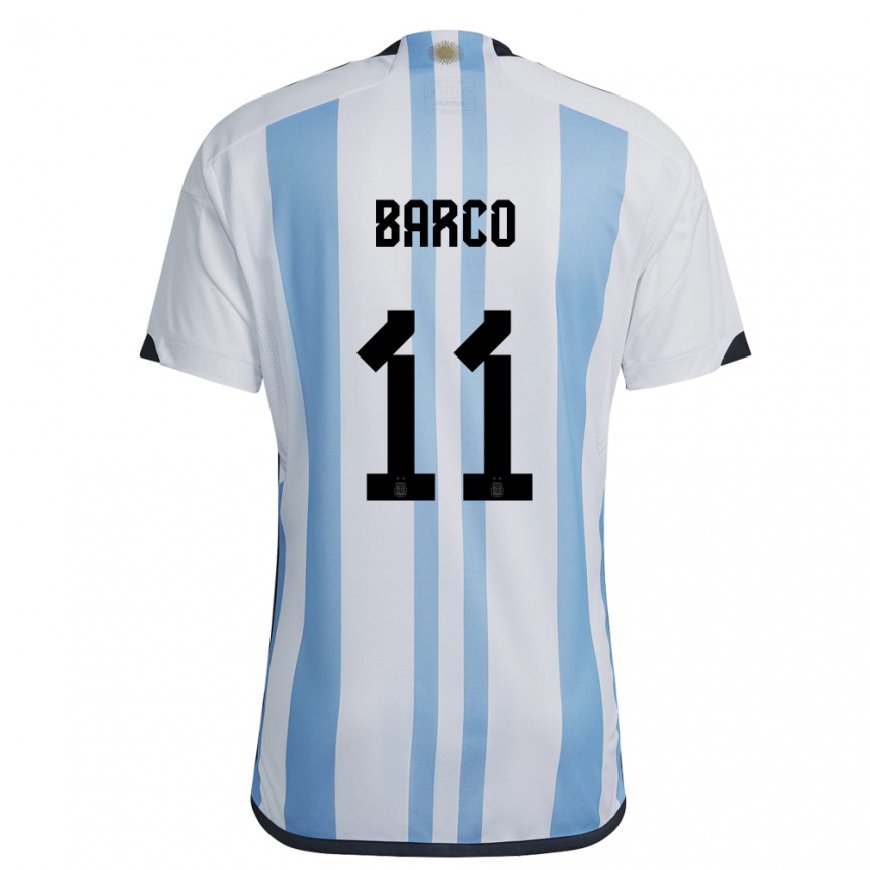 Kandiny Muži Argentínske Ezequiel Barco #11 Biela Nebeská Modrá Dresy Hazai Csapatmez 22-24 Triĭká