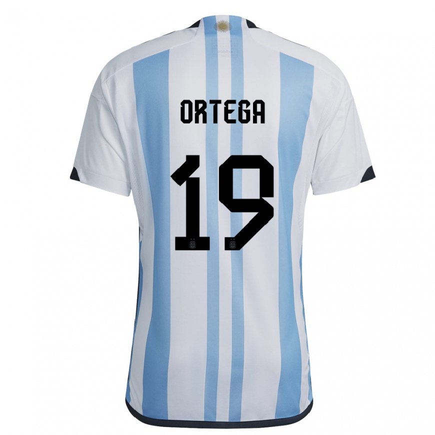 Kandiny Muži Argentínske Francisco Ortega #19 Biela Nebeská Modrá Dresy Hazai Csapatmez 22-24 Triĭká