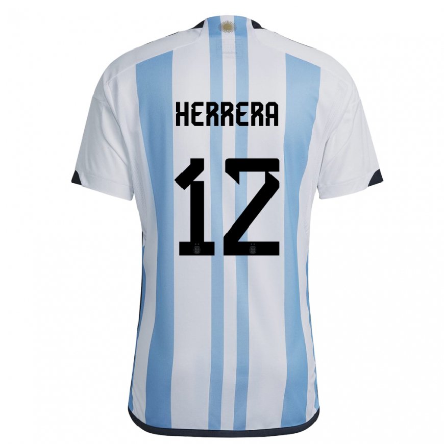 Kandiny Muži Argentínske Franco Herrera #12 Biela Nebeská Modrá Dresy Hazai Csapatmez 22-24 Triĭká