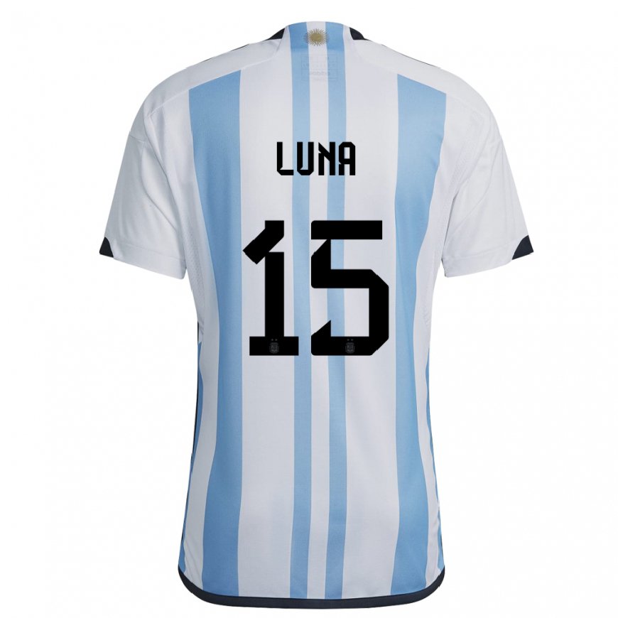 Kandiny Muži Argentínske Alex Luna #15 Biela Nebeská Modrá Dresy Hazai Csapatmez 22-24 Triĭká