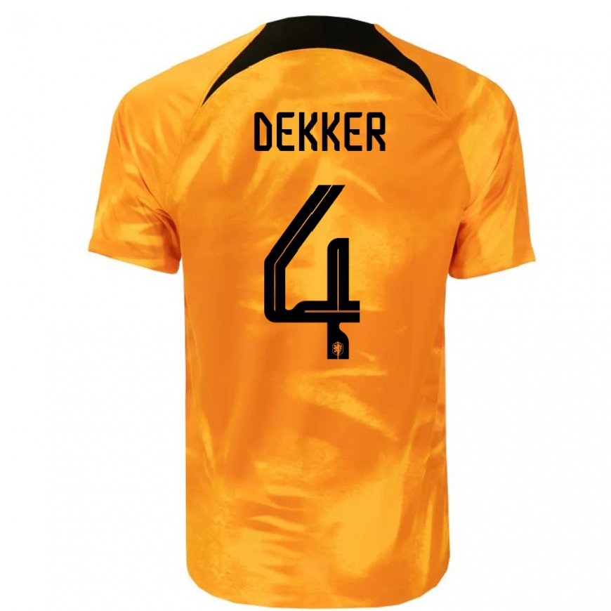 Kandiny Muži Holandské Maxim Dekker #4 Oranžový Laser Dresy Hazai Csapatmez 22-24 Triĭká