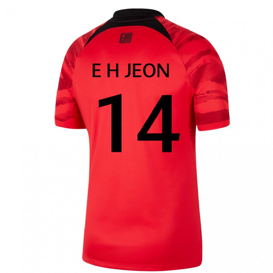 Kandiny Muži Juhokórejské Jeon Eun Ha #14 červená čierna Dresy Hazai Csapatmez 22-24 Triĭká