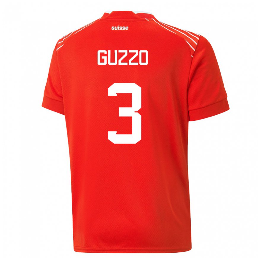 Kandiny Muži Švajčiarske Ramon Guzzo #3 Červená Dresy Hazai Csapatmez 22-24 Triĭká