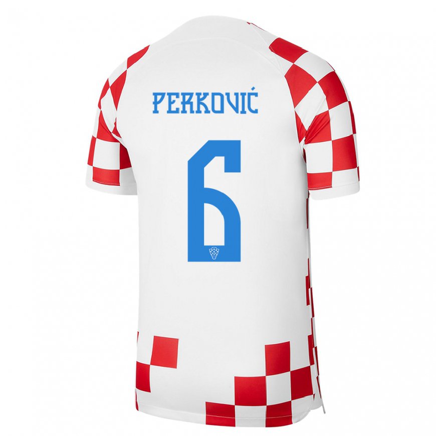 Kandiny Muži Chorvátske Mauro Perkovic #6 Červená Biela Dresy Hazai Csapatmez 22-24 Triĭká