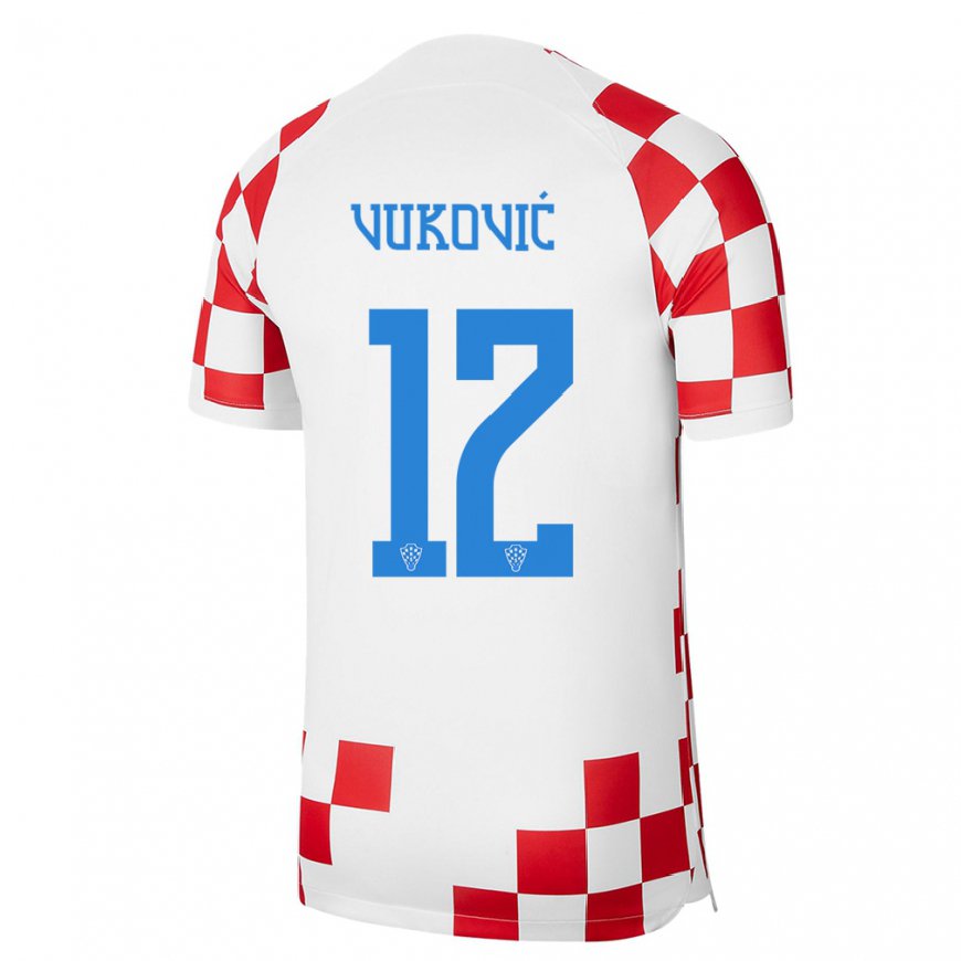 Kandiny Muži Chorvátske Ante Vukovic #12 Červená Biela Dresy Hazai Csapatmez 22-24 Triĭká