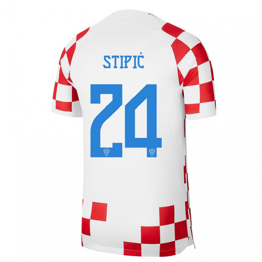 Kandiny Muži Chorvátske Mihael Stipic #24 Červená Biela Dresy Hazai Csapatmez 22-24 Triĭká