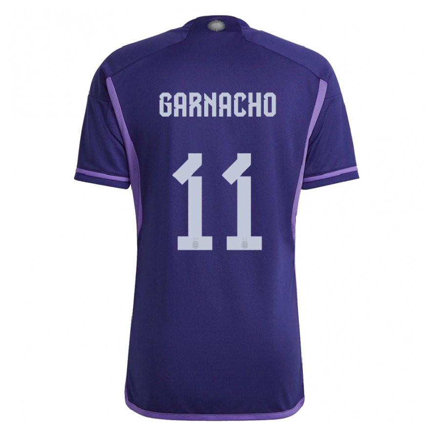 Kandiny Muži Argentínske Alejandro Garnacho #11 Fialová Dresy Idegenbeli Csapatmez 22-24 Triĭká