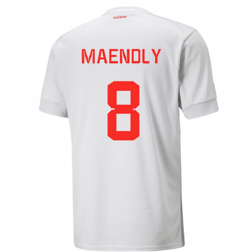 Kandiny Muži Švajčiarske Sandy Maendly #8 Biely Dresy Idegenbeli Csapatmez 22-24 Triĭká