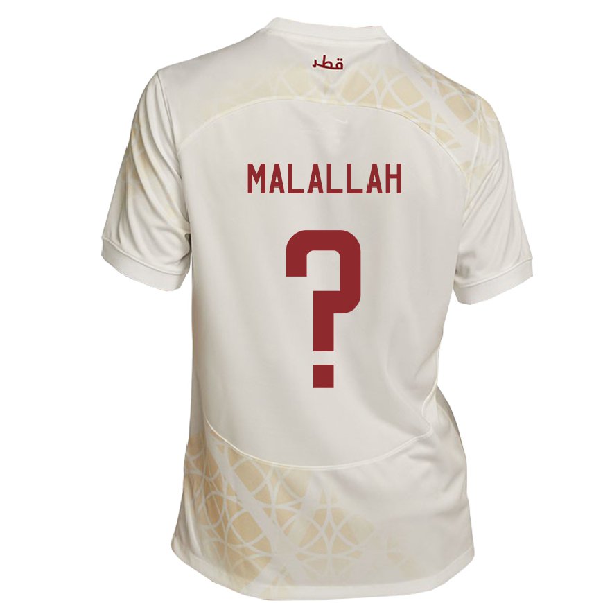 Kandiny Muži Katarské Ali Malallah #0 Zlato Béžová Dresy Idegenbeli Csapatmez 22-24 Triĭká
