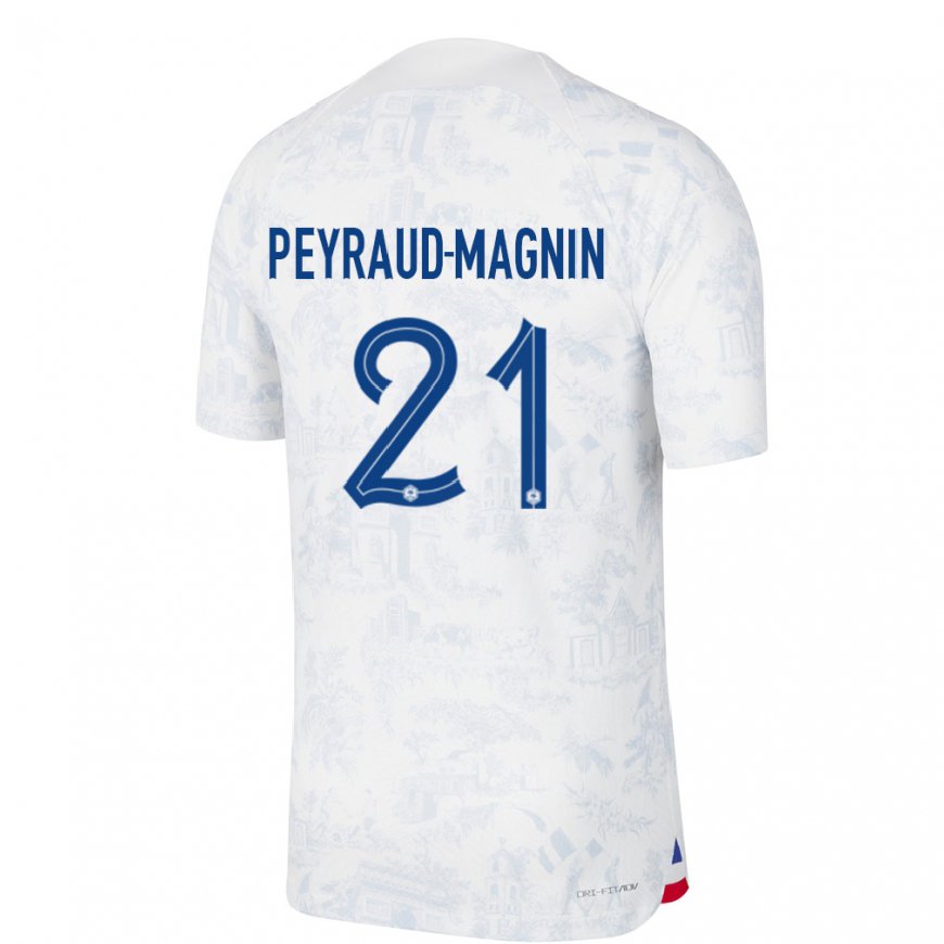 Kandiny Muži Francúzske Pauline Peyraud Magnin #21 Biela Modrá Dresy Idegenbeli Csapatmez 22-24 Triĭká