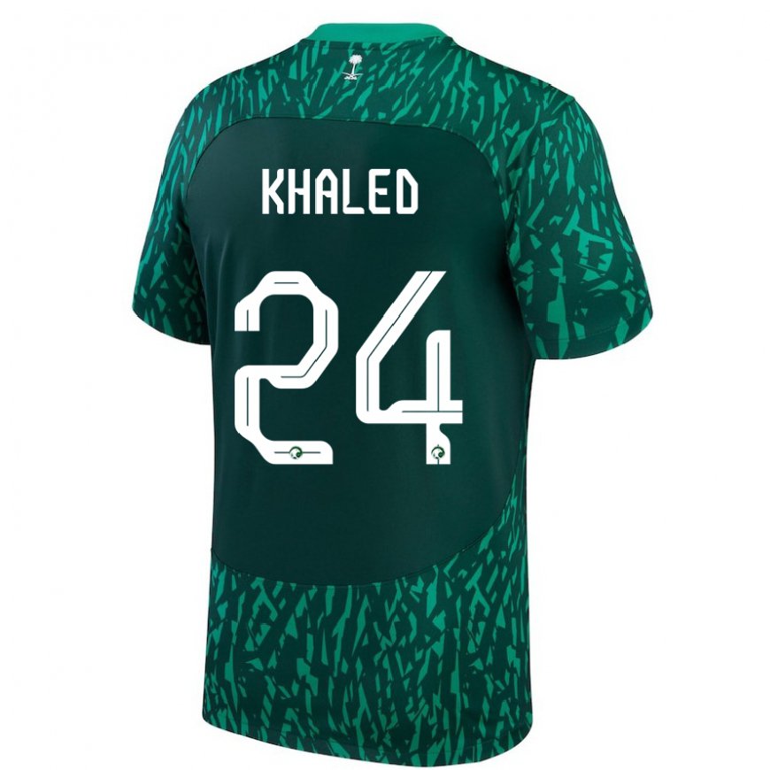 Kandiny Ženy Saudskoarabské Atheer Khaled #24 Dark Zelená Dresy Idegenbeli Csapatmez 22-24 Triĭká