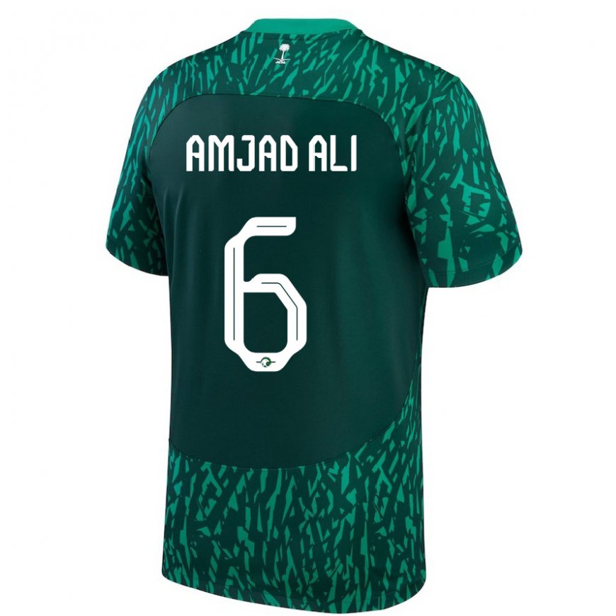 Kandiny Ženy Saudskoarabské Amjad Ali #6 Dark Zelená Dresy Idegenbeli Csapatmez 22-24 Triĭká