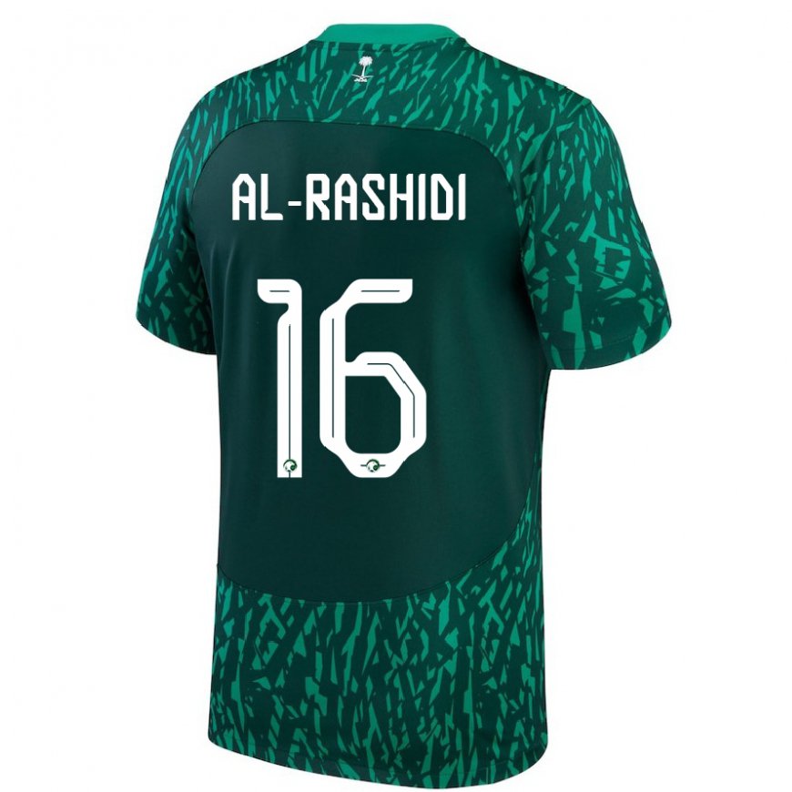 Kandiny Ženy Saudskoarabské Mohammed Al Rashidi #16 Dark Zelená Dresy Idegenbeli Csapatmez 22-24 Triĭká
