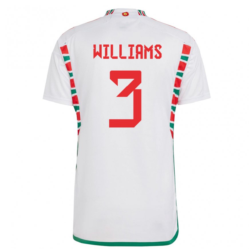 Kandiny Ženy Waleské Zac Williams #3 Biely Dresy Idegenbeli Csapatmez 22-24 Triĭká