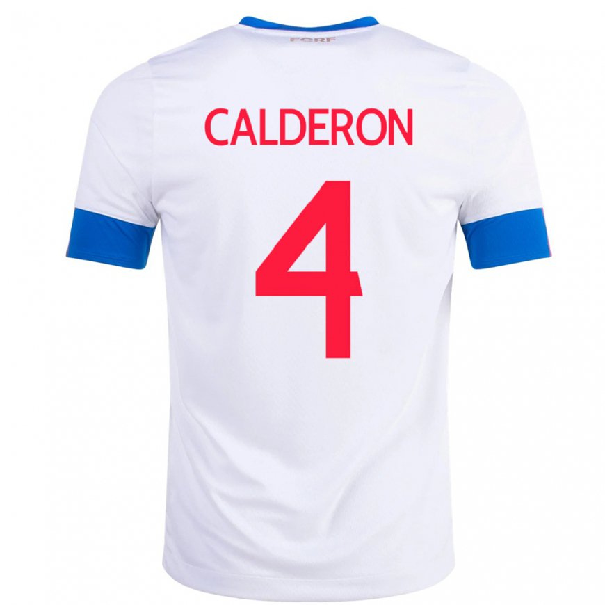 Kandiny Ženy Kostarické Brandon Calderon #4 Biely Dresy Idegenbeli Csapatmez 22-24 Triĭká