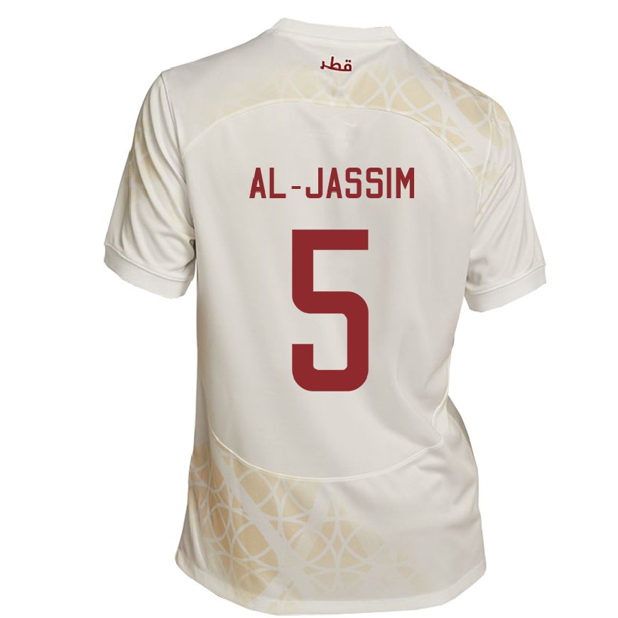 Kandiny Ženy Katarské Dana Al Jassim #5 Zlato Béžová Dresy Idegenbeli Csapatmez 22-24 Triĭká