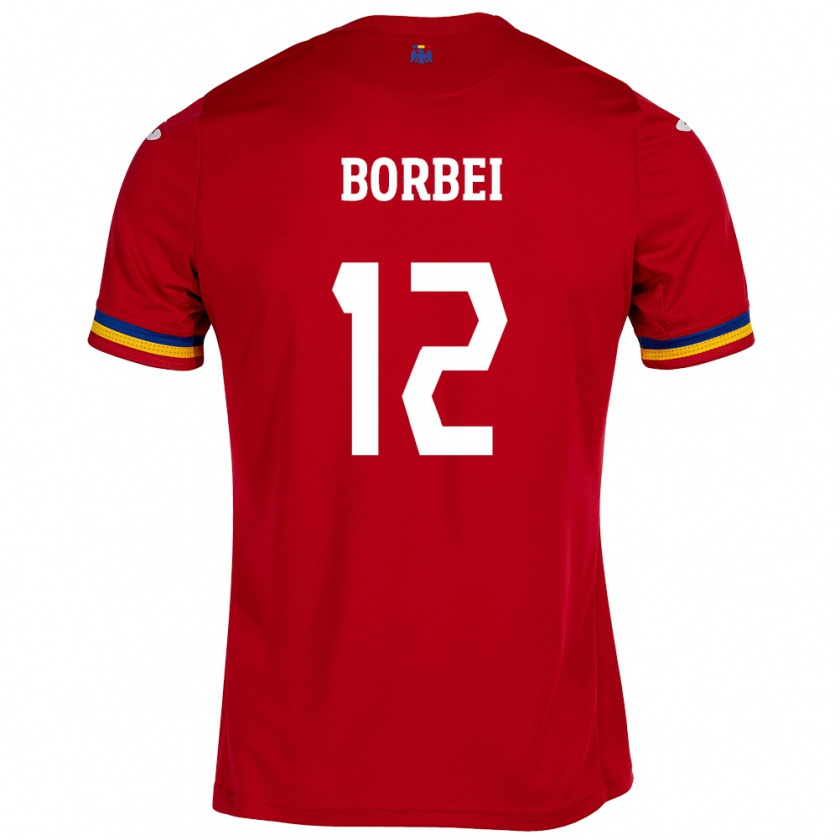 Kandiny Muži Rumunsko Alexandru Borbei #12 Červená Dresy Idegenbeli Csapatmez 24-26 Triĭká