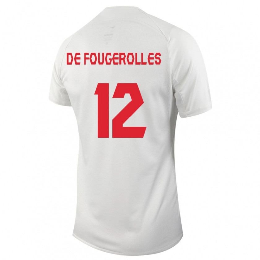 Kandiny Ženy Kanadské Luc De Fougerolles #12 Biely Dresy Idegenbeli Csapatmez 24-26 Triĭká