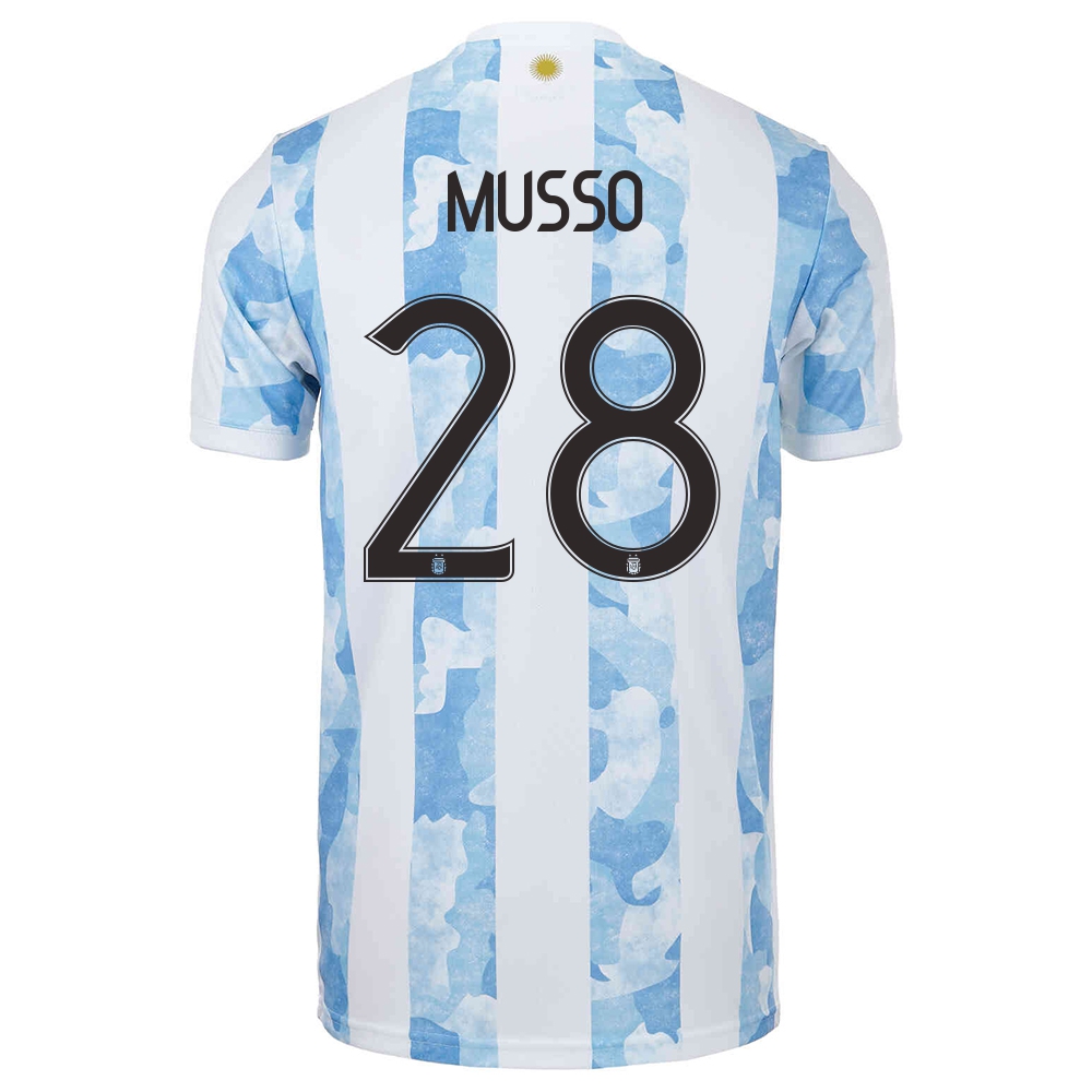 Muži Argentínske Národné Futbalové Mužstvo Juan Musso #28 Domáci Modrá Biela Dresy 2021 Košele Dres