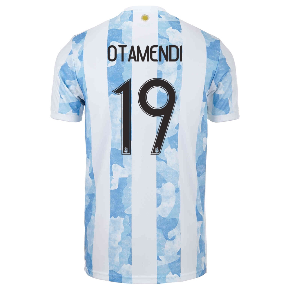 Muži Argentínske Národné Futbalové Mužstvo Nicolas Otamendi #19 Domáci Modrá Biela Dresy 2021 Košele Dres