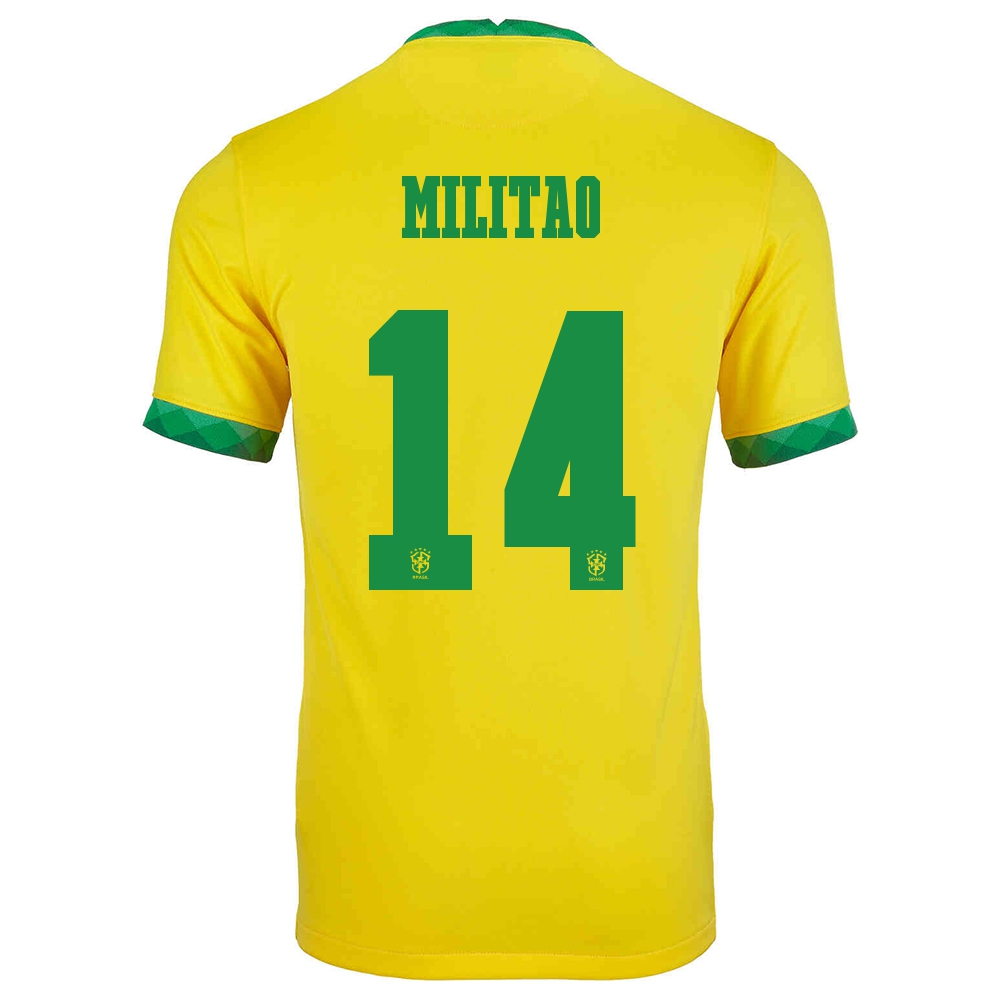 Ženy Brazílske Národné Futbalové Mužstvo Eder Militao #14 Domáci žltá Dresy 2021 Košele Dres