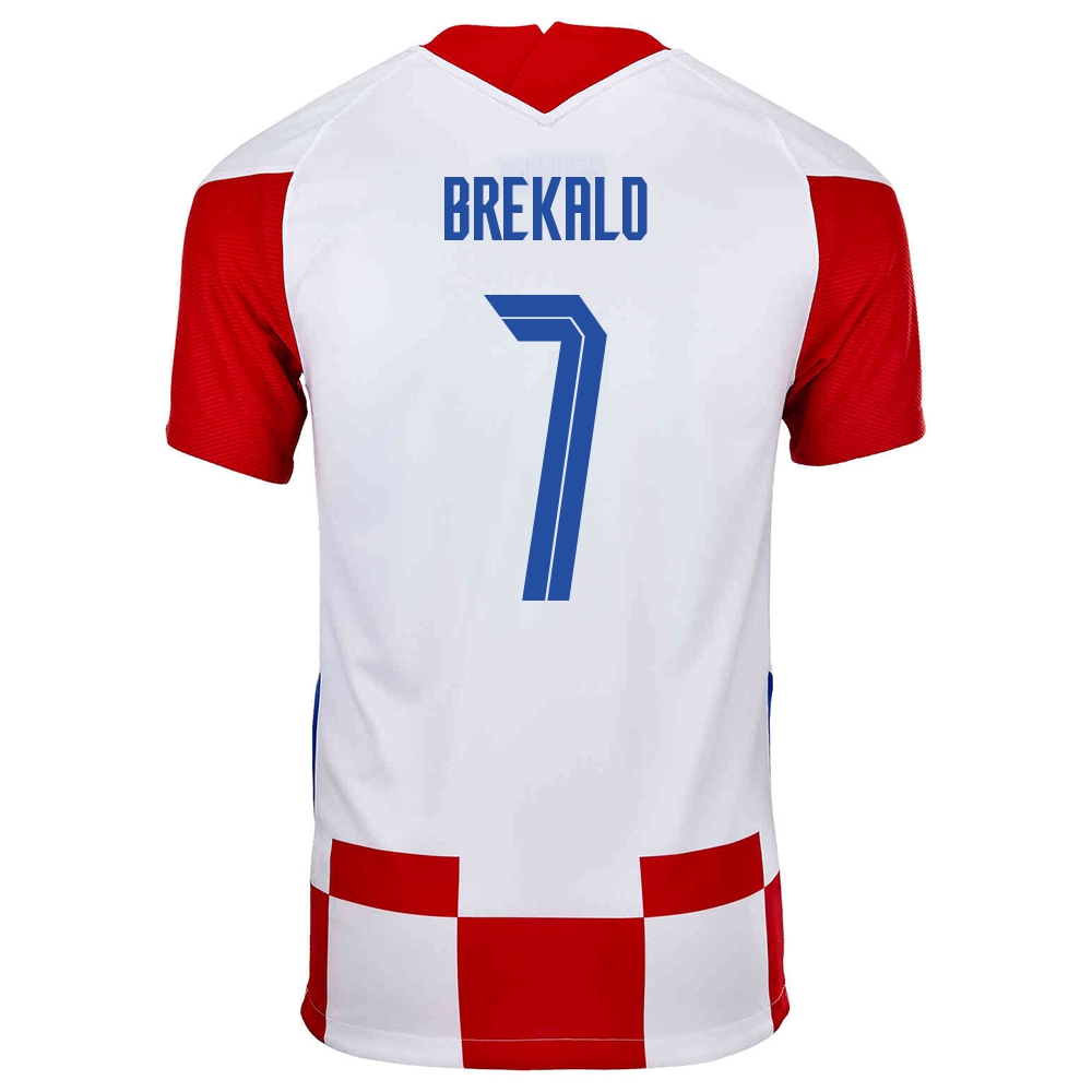 Deti Chorvátske Národné Futbalové Mužstvo Josip Brekalo #7 Domáci Červená Biela Dresy 2021 Košele Dres