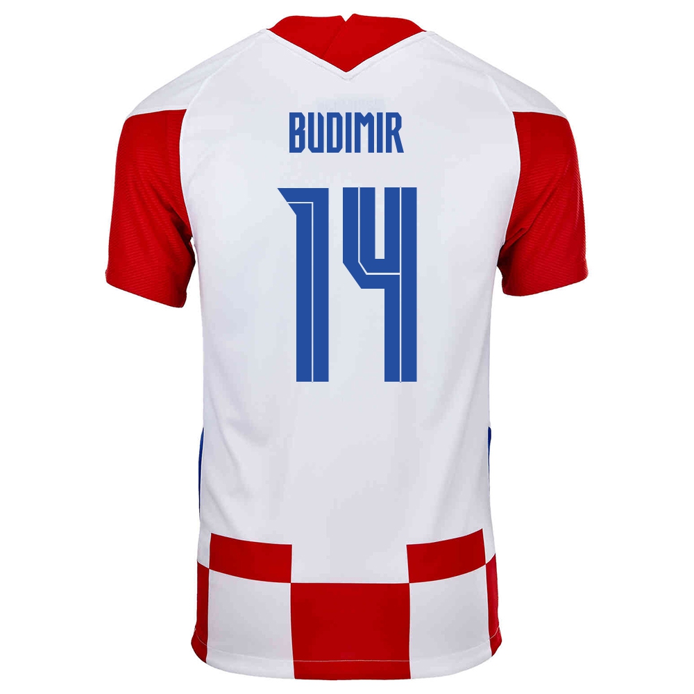 Deti Chorvátske Národné Futbalové Mužstvo Ante Budimir #14 Domáci Červená Biela Dresy 2021 Košele Dres