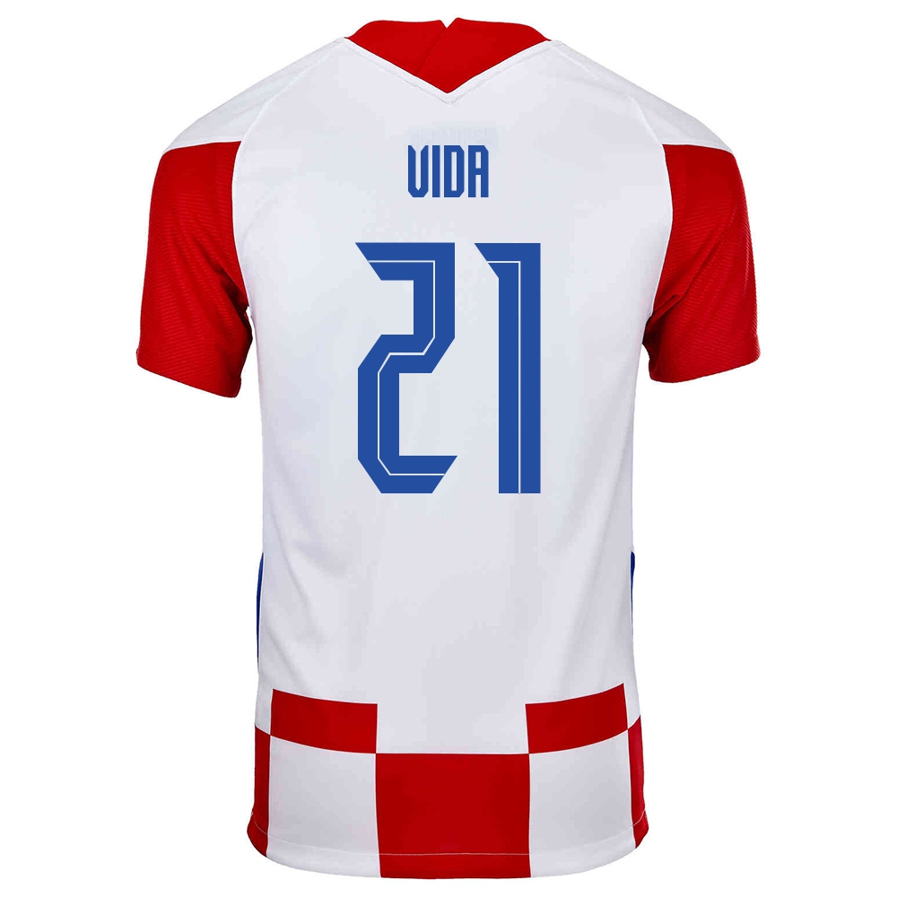 Deti Chorvátske Národné Futbalové Mužstvo Domagoj Vida #21 Domáci Červená Biela Dresy 2021 Košele Dres
