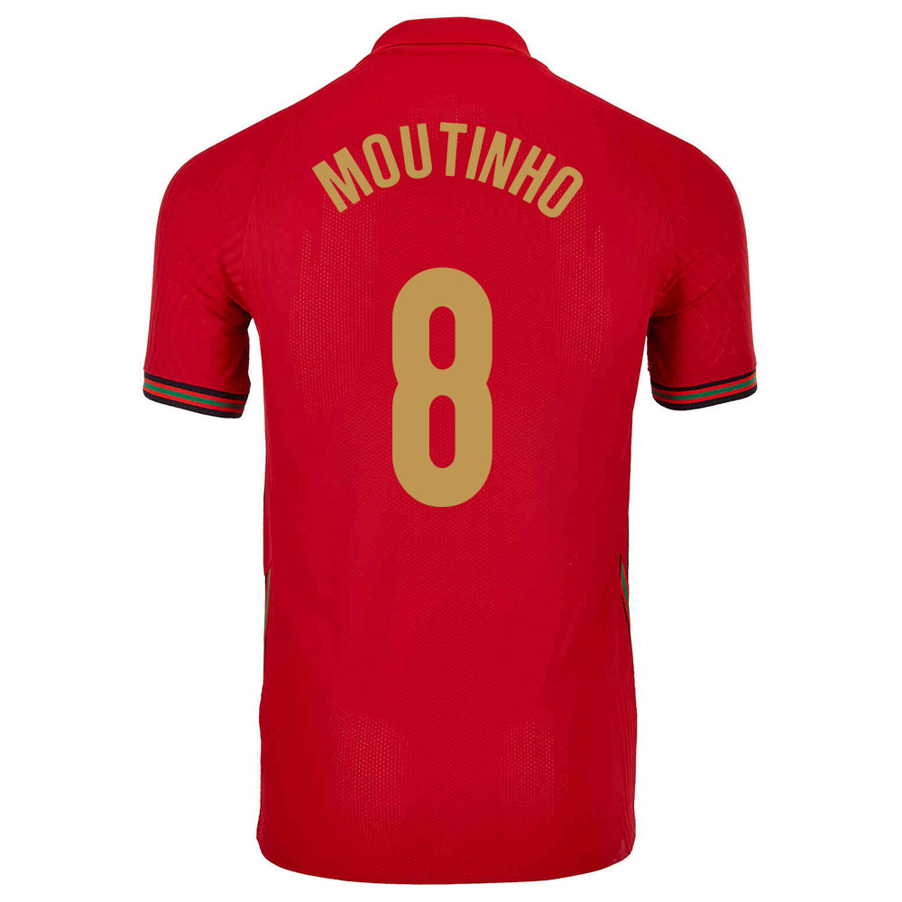 Deti Portugalské Národné Futbalové Mužstvo Joao Moutinho #8 Domáci Červená Dresy 2021 Košele Dres