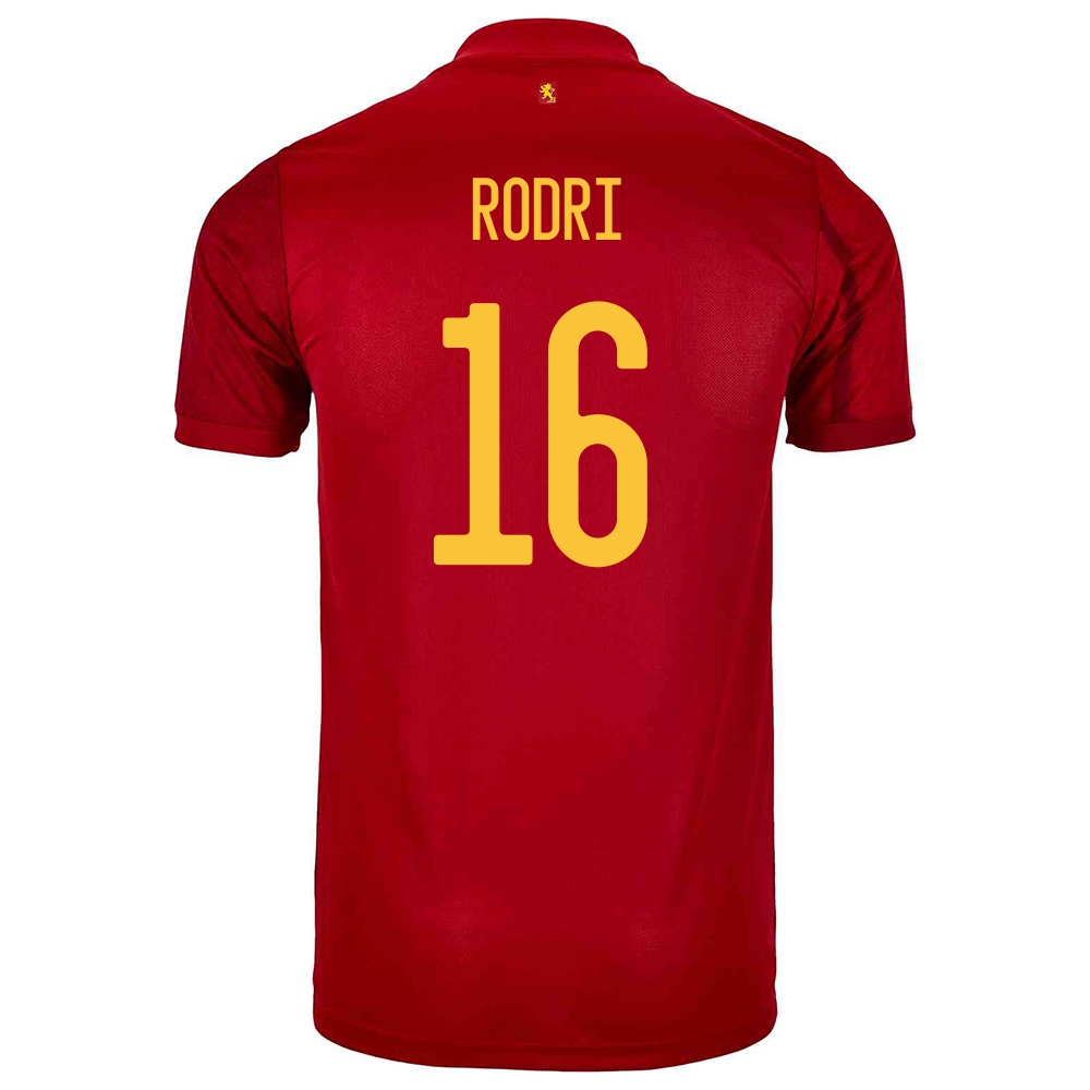 Muži Španielske Národné Futbalové Mužstvo Rodri #16 Domáci Červená Dresy 2021 Košele Dres