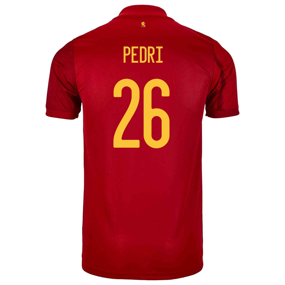 Muži Španielske Národné Futbalové Mužstvo Pedri #26 Domáci Červená Dresy 2021 Košele Dres