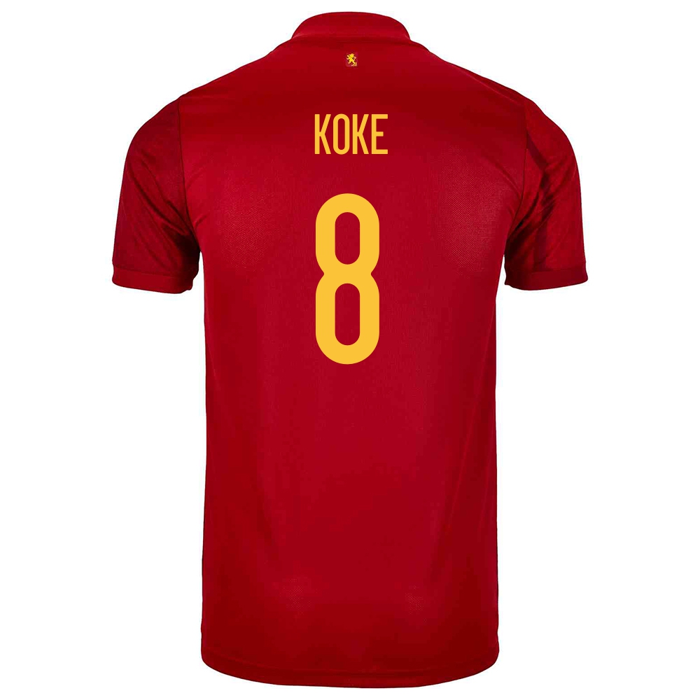 Muži Španielske Národné Futbalové Mužstvo Koke #8 Domáci Červená Dresy 2021 Košele Dres